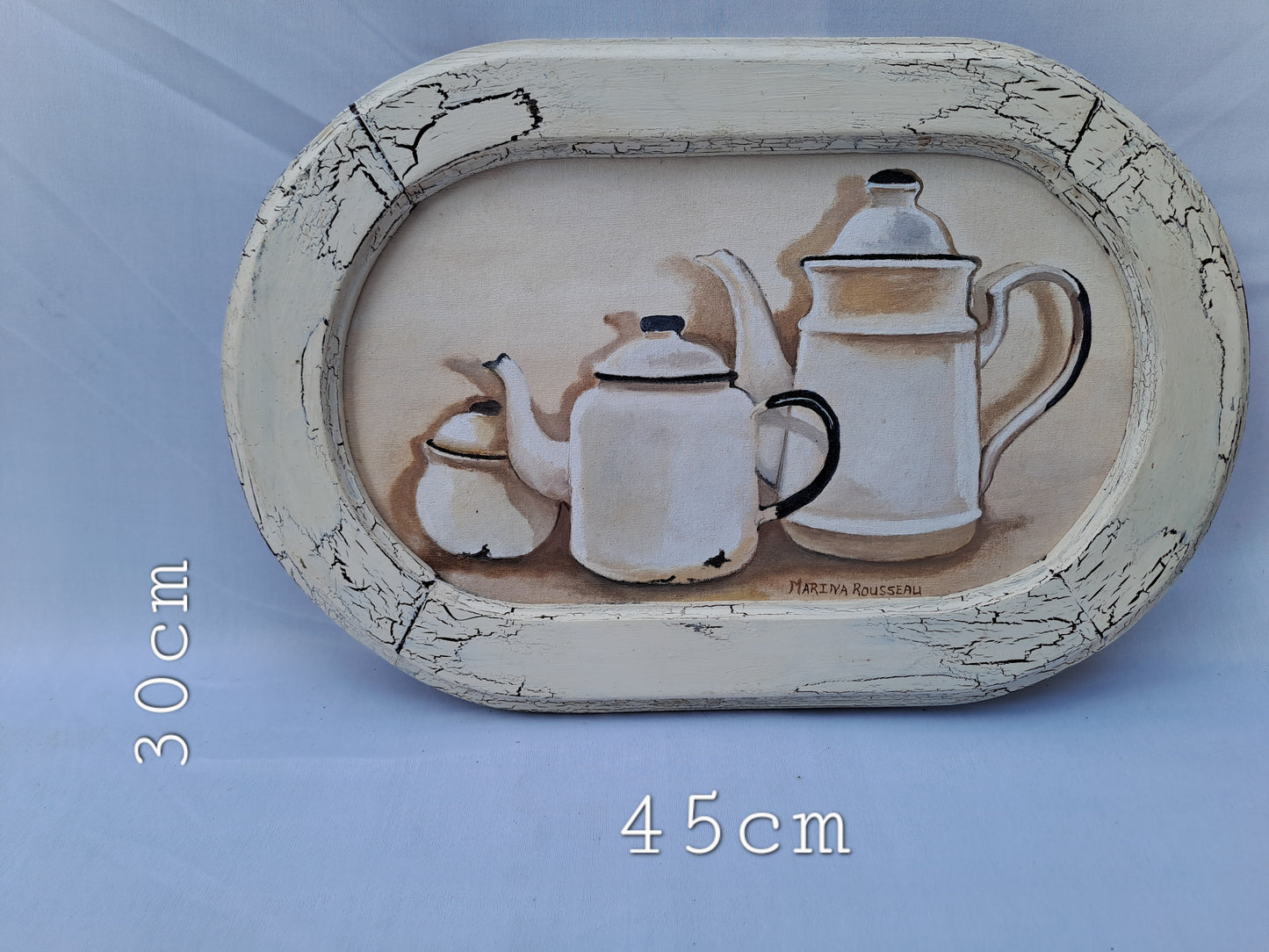 Original Artwork: "Vintage Enamel Teapots Set"