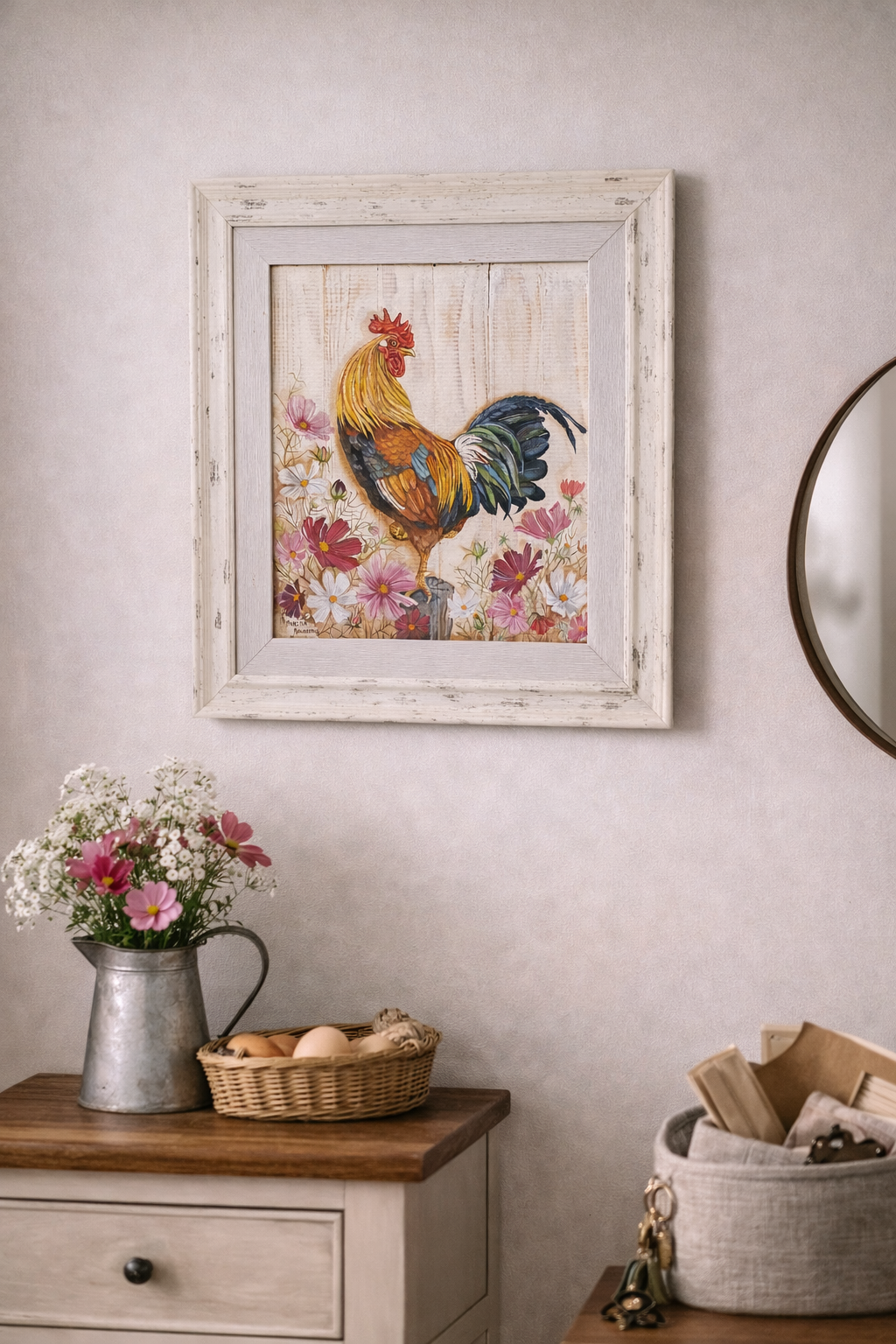 Original Artwork: "Rooster in the Wildflowers"
