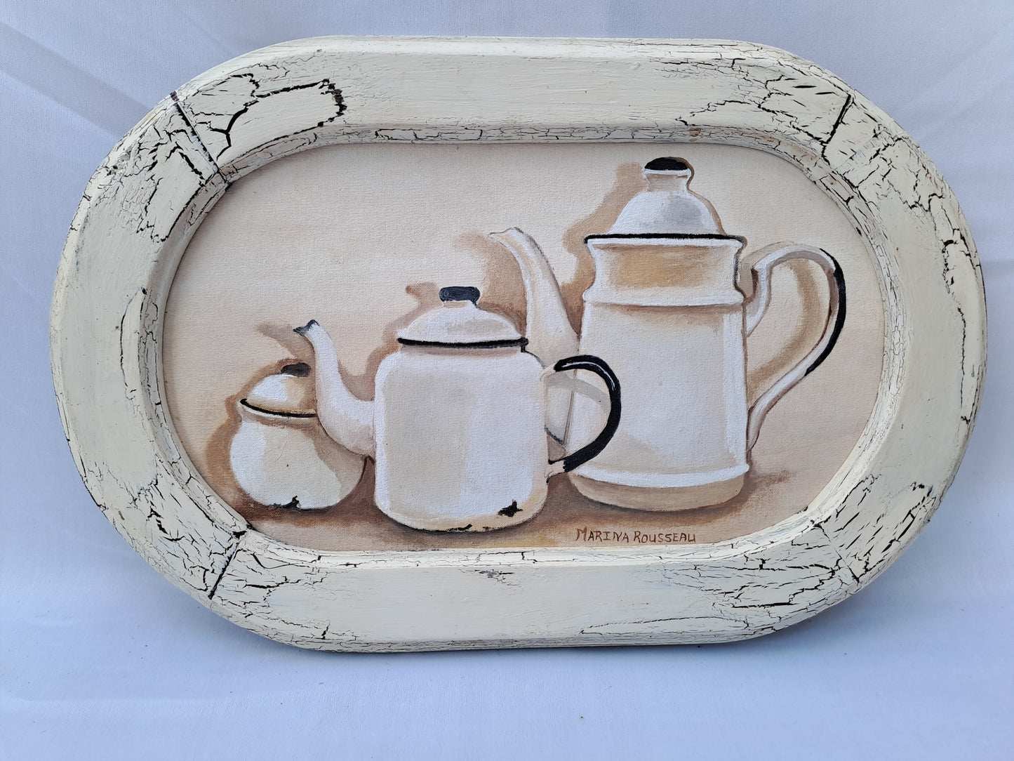 Original Artwork: "Vintage Enamel Teapots Set"
